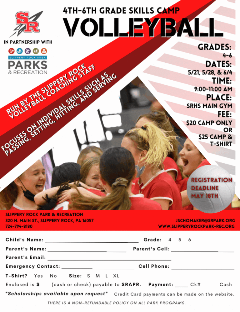 Volleyball Skills Camp Slippery Rock Area Parks & Recreation